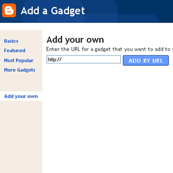 Add a Gadget window - ready to paste the url I've given you